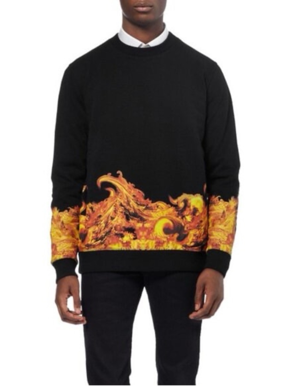 Givenchy Flame Print Crewneck Sweatshirt Black Size M Men’s